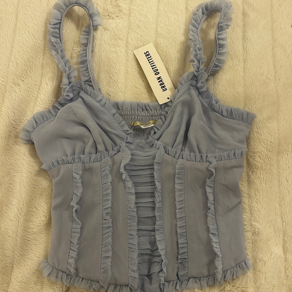 Urban Outfitters Kimchi Blue Ruffle Corset Top in Light Blue